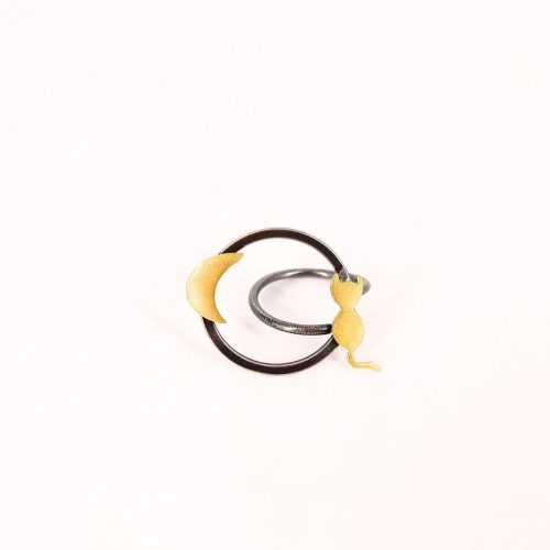 Ορειχάλκινο δαχτυλίδι Moon & cat ring