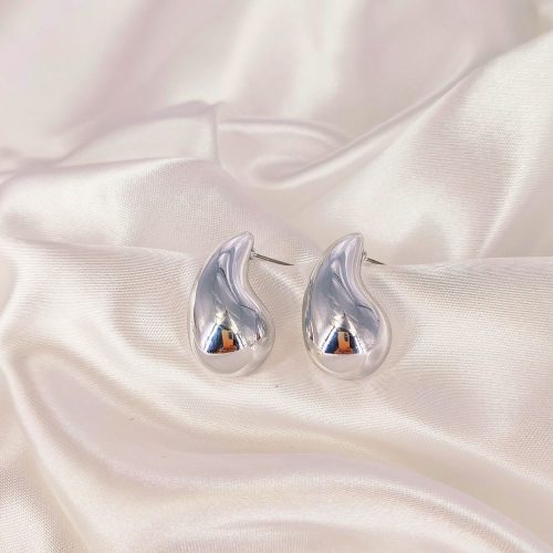 Ατσάλινα σκουλαρίκια ασημί Drop earrings