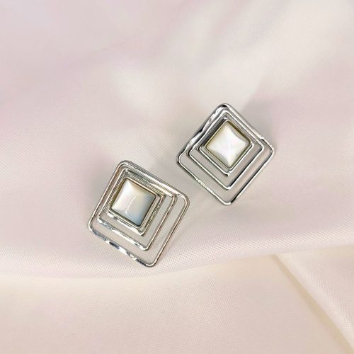 Ατσάλινα σκουλαρίκια ασημί Iza earrings