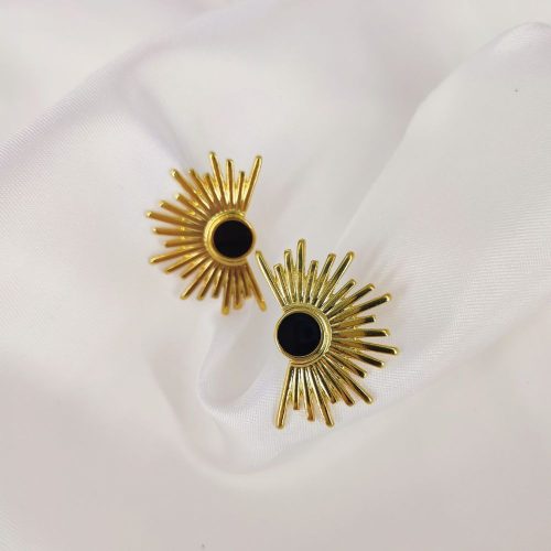 Ατσάλινα σκουλαρίκια χρυσό/μαύρο Izula earrings