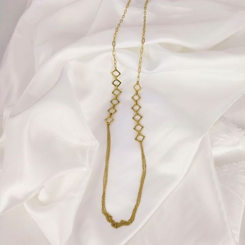Μακρύ κολιέ ατσάλι χρυσό Jordina necklace
