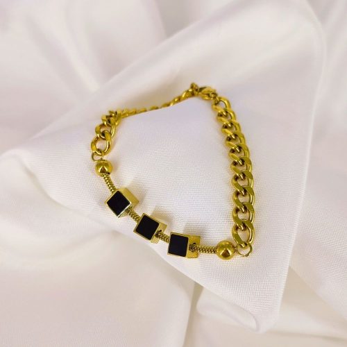 Ατσάλινο βραχιόλι χρυσό/μαύρο Rhoda bracelet