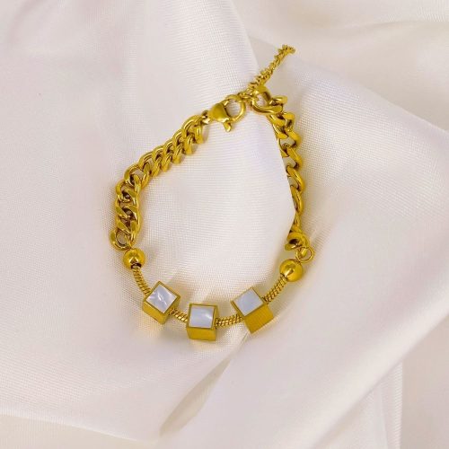 Ατσάλινο βραχιόλι χρυσό/λευκό Rhoda bracelet