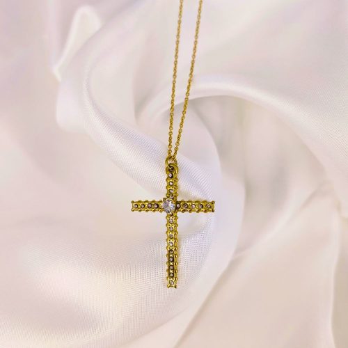 Κολιέ ατσάλι χρυσό σταυρός Sakya necklace