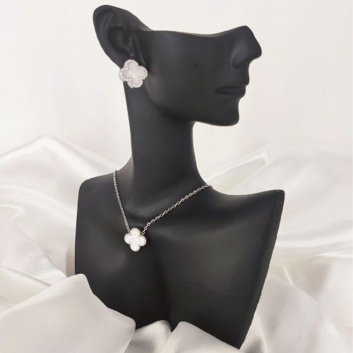 Ατσάλινο κολιέ White Clover necklace