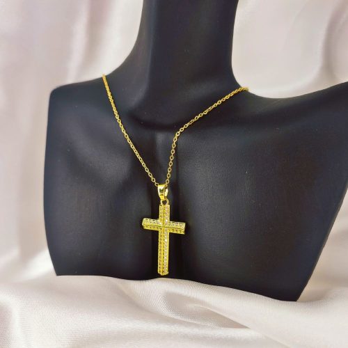 Ατσάλινο κολιέ σταυρός χρυσό Anastasia necklace