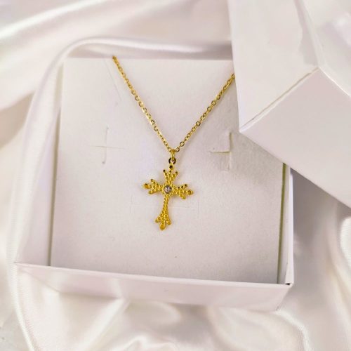 Ατσάλινο κολιέ σταυρός χρυσό Iulia necklace