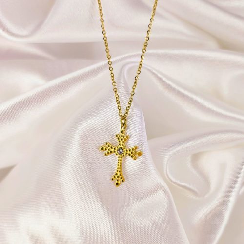 Ατσάλινο κολιέ σταυρός χρυσό Iulia necklace