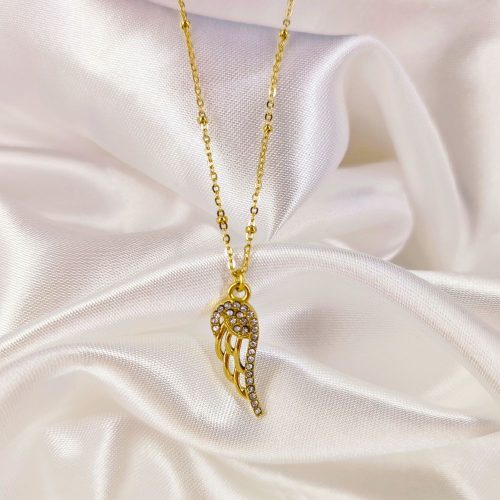 Ατσάλινο κολιέ χρυσό Wings necklace