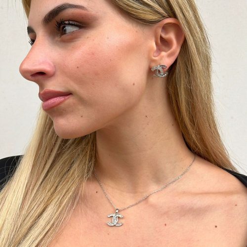 Σκουλαρίκια ασημί CC silver earrings L