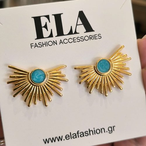 Ατσάλινα σκουλαρίκια χρυσό/γαλάζιο Izula earrings