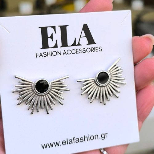 Ατσάλινα σκουλαρίκια ασημί/μαύρο Izula earrings
