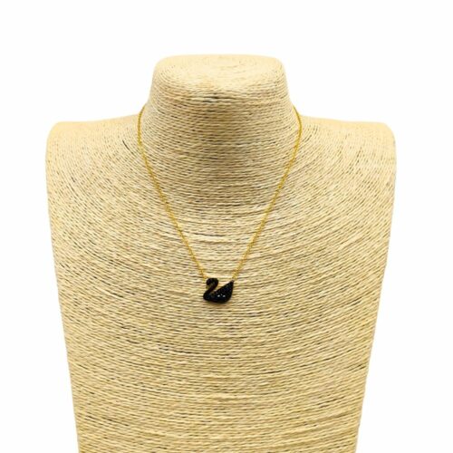 Ατσάλινο κολιέ χρυσό/μαύρο Swan necklace