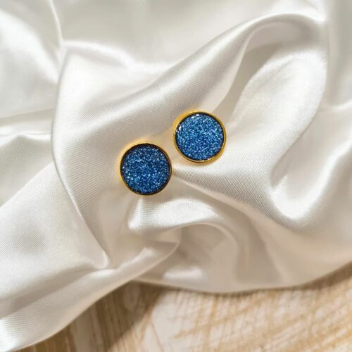 Zan earrings L (gold/shiny blue)