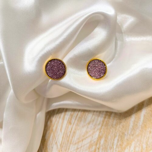 Zan earrings L (gold/shiny lilac)